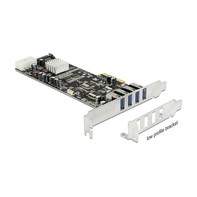 PCI Express x4 Karte zu 4 x extern USB 5 Gbps Quad Channel - Low Profile Formfaktor