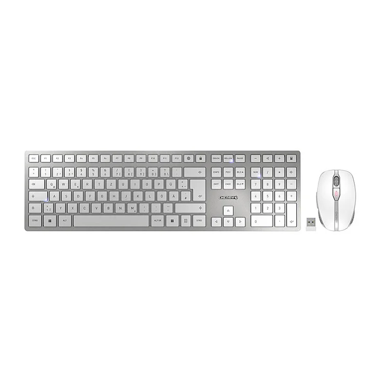 Cherry DW 9100 Slim - Tastatur-und-Maus-Set Wireless white/silver QWERTZ DE