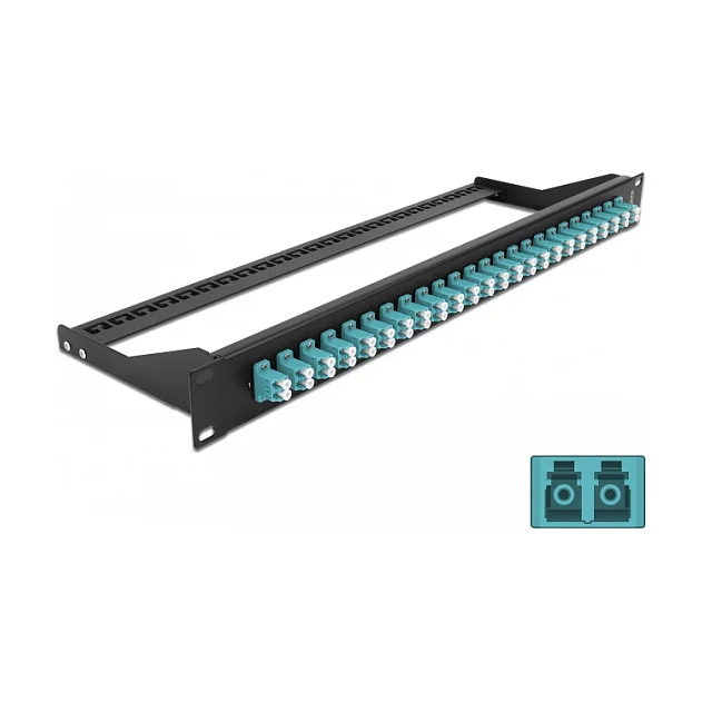 19" LWL Patchpanel 24 Port LC Duplex aqua