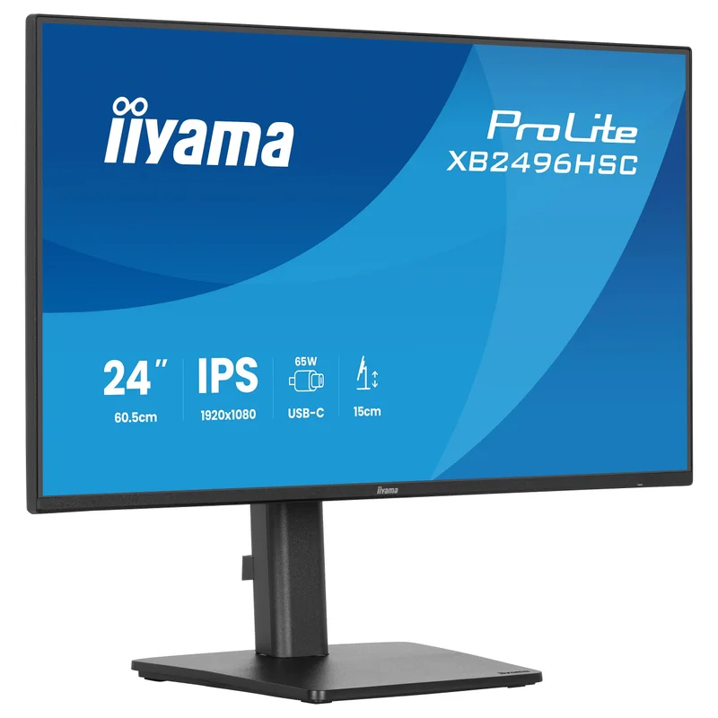 60,5cm/24" (1920x1080) iiyama ProLite XB2496HSC-B1 16:9 IPS 3ms 144Hz HDMI USB-C USB VESA Speaker Black