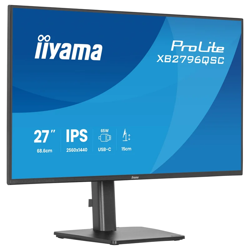 68,5cm/27" (2560x1440) iiyama ProLite XB2796QSC-B1 16:9 IPS 4ms 75Hz HDMI USB-C USB VESA Speaker Black