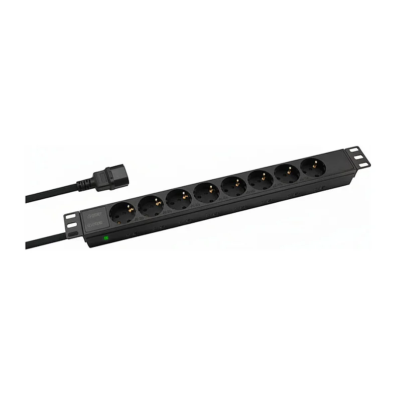 helos 19" Steckdosenleiste PROFESSIONAL, 8-fach, schwarz, 2,0m, fr USV (C14)