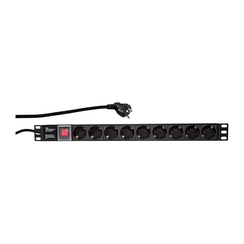 LogiLink 9-Fach Steckdosenleiste 19" 1HE mit 2m Anschlusskabel und Schalter